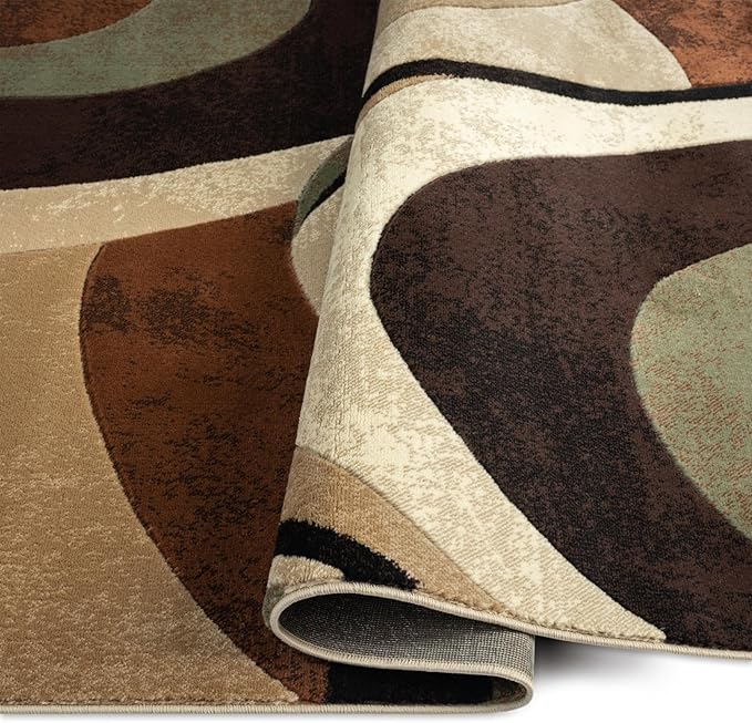 Home Dynamix Tribeca Slade Contemporary Abstract Area Rug, Brown/Green, 5'2"x7'2"