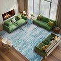 6x9 Abstract Area Rugs for Living Room, Modern Teal Grey Washable Indoor Rug for Bedroom, Thin Soft Large Non-Slip Carpet for Dining Room Home Office Farmhouse Decor - Teal+Gray