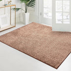 PURRUGS Easy Care Area Rug 4ft x 6ft, Non-Slip Machine Washable Entryway Rug, Dog Door Mat, Stain Resistant Accent Rug for Hallway, Living Room, Bedroom and Mudroom, Brown-Light Cream