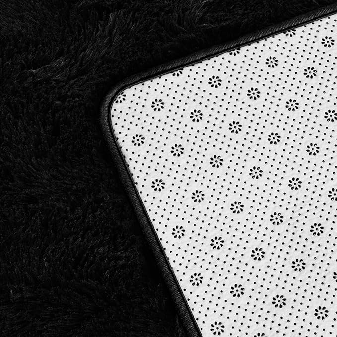 Large Shag Area Rugs 5 x 8, Plush Fuzzy Rugs for Living Room, Ultra Soft Fluffy Furry Rug for Bedroom, Indoor Carpet Nursery Rugs for Kids Room Home Decor, Black