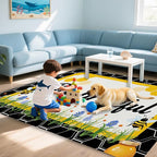 Bee Grateful Rug for Living Room 3x5, Low Pile Non-Slip Backing, Machine Washable Easy Fold Rug for Home, Office, Dorm Room