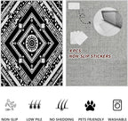 Area Rugs for Living Room 6x9, Moroccan Washable Low Pile Rug, Boho Neutral Farmhouse Ultra Soft Carpet for Bedroom Dining Room Home Decor, Geometric Print Tribal Carpets Black and White