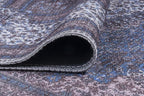 GLN Rugs Traditional Collection - Machine Washable Area Rug, Traditional Washable, Non Slip, Low Pile Chenille Rug, Living Room, Bedroom, Kitchen Rug (8' x 10' Navy/Off White)