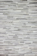 Cowhide Leather Rug for Living Room 6x9 Natural Leather Rug Modern Stripes Style Floor Carpet for Home Decor | Superior Indoor Area Rug Silver