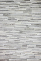 Cowhide Leather Rug for Living Room 6x9 Natural Leather Rug Modern Stripes Style Floor Carpet for Home Decor | Superior Indoor Area Rug Silver