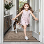 LUMI Door Mat Indoor Entrance 24"x36", Front Welcome Mat with Non-Slip Rubber Backing, Low Profile Dirt Trapper Inside Doormat for Entrance, Garage, Patio, Beige