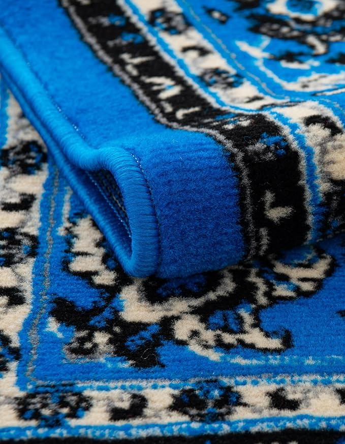 Unique Loom Sialk Hill Collection Area Rug - Washington (8' Square Dark Blue/Black)