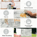 Area Rugs 9x12 Living Room - Washable Rug Modern Abstract Soft Large Neutral Non-Slip Carpet Indoor Floor Stain Resistant Thin Carpets for Bedroom Dining Room Farmhouse Nursery Home Office Grey