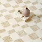 EVERGRACE Checkered Plaid Area Rug 2x3, Soft Fuzzy Faux Wool Rugs Washable Anti Slip Rugs Small Rug Carpet for Entryway Bedroom Living Room Hallway Kitchen Dining Room and Laundry Room, Beige