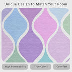 Washable 4x4 Abstract Wave Rug Living Room, Modern Geometric Colorful Design Area Rugs for Bedroom, Abstract Wave Home Decor Carpet, Low Pile, Non Slip, Kids & Pet Friendly (N4163)
