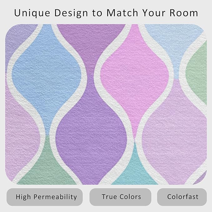 Washable 5x8 Abstract Wave Rug Living Room, Modern Geometric Colorful Design Area Rugs for Bedroom, Abstract Wave Home Decor Carpet, Low Pile, Non Slip, Kids & Pet Friendly (N4169)