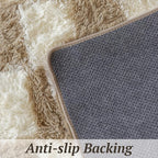 5x7 Area Rugs for Living Room Bedroom, Soft Fluffy Shaggy Bedside Rug, Indoor Floor Carpet for Kids Playroom, Dorms, Nursery Rooms, Home Decor (Camel & White 5'x7')