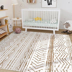 Nakagishi 6x9 Area Rugs Living Room: Washable Boho Large Neutral Soft Farmhouse Rug Stain Resistant Modern Indoor Floor Non-Slip Carpet for Bedroom Nursery Playroom Office Dining Dorm- White Brown