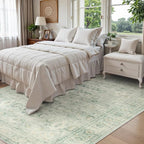 Lahome Vintage 6x9 Washable Green Rugs for Living Room Bedroom, Soft Dining Room Rugs for Under Table, Non Slip Indoor Throw Carpet for Entryway Kitchen Office (6x9ft,Light Green)