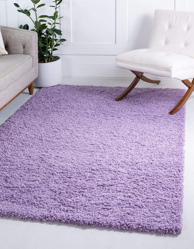 Unique Loom Solid Shag Collection Area Rug (8' x 11' Rectangle, Lilac)