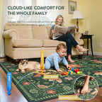 Moynesa Area Rugs 9x12 Green Vintage Home Decor, Modern Cottage Farmhouse Aesthetic Floral Bird Medallion Carpet for for Living Room Bedroom Dining Room,Non-Slip Washable Floor Protection
