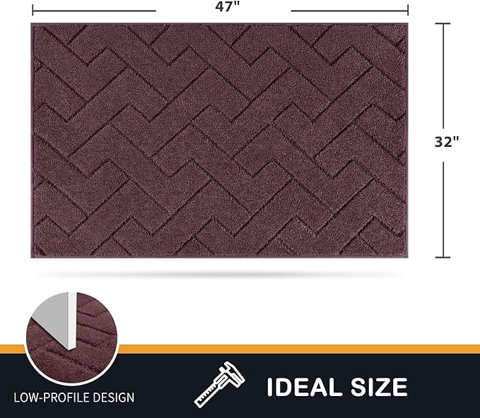 PURRUGS Dirt Trapping Door Mat 32" x 47", Non-Slip Machine Washable Entry Rug, Shoe Scraper, Dog Doormat, Super Absorbent Welcome Mat for Front & Back Door, Muddy Wet Shoes & Paws, Burgundy Red