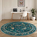 4ft Washable Round Rug - Bug Rugs for Living Room Non-Slip Low Pile Soft Ultra-Thin Machine Washable Circle Carpet for Bedroom, Entryway, Nursery, Kitchen, Home Office (4' Round Teal)