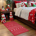 Lahome Christmas Door Mat 2x3 Red Entryway Rug Small Washable Area Rugs Non-Slip Indoor Entry Carpet Throw Soft Bathroom Mat, Snowflake Home Xmas Holiday Decor Thin Floor Doormat Carpet for Bedside