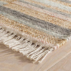 Dash and Albert Ravel Wool Area Rug - 3' x 5' Blue Stripe Handwoven Accent Rug - Durable, Eco-Friendly, High Traffic Area Hallway, Living Room, Stairs