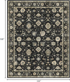 Area Rugs 10x14 Living Room - Large Washable Charcoal Black Boho Rugs for Bedroom Soft Vintage Farmhouse Rug Ultra-Thin Traditional Floral Carpet Moody Rug for Dining Room Guest Room Home Decor