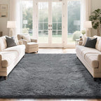 Fluffy Rug Shaggy Area Rug, Dark Grey 9x12 Area Rugs for Living Room, Large Shag Area Rugs for Bedroom Kids Room Home Decor, Upgrade Anti-Skid Rectangular Fuzzy Rugs