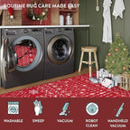 Lahome Christmas Door Mat 2x3 Red Entryway Rug Small Washable Area Rugs Non-Slip Indoor Entry Carpet Throw Soft Bathroom Mat, Snowflake Home Xmas Holiday Decor Thin Floor Doormat Carpet for Bedside