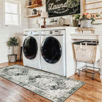 Moynesa Ultra-Thin Washable Runner Rug -2x6 Rug Runners for Hallways Non Slip Stain Resistance, Vintage Non Shedding Indoor Throw Carpet Runner for Bathroom Entry Door Kitchen Laundry Room, Grey