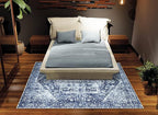 Bloom Rugs Washable Non-Slip 9' x 12' Rug - Blue/Ivory Traditional Area Rug for Living Room, Bedroom, Dining Room, and Kitchen - Exact Size: 9' x 12'