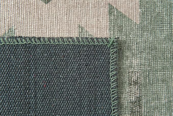 Revival Rugs Flam 5'x8' Zero-Shedding Area Rug for Living Room Bedroom - Oeko-TEX Certified, Low Pile, Spot Clean, Green