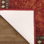 Antep Rugs Alfombras Modern Bordered 2x7 Non-Skid (Non-Slip) Low Profile Pile Rubber Backing Indoor Area Runner Rugs (Maroon Beige, 2' x 7')