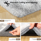 4x6 Tie-Dyed Grey Rugs for Bedroom Living Room, Fluffy Small Area Rug Soft Shag Carpet for Kids Boys and Girls Room with 4 Rugs Non-Slip Stickers Dorm Home Decor (4ft x 6ft)