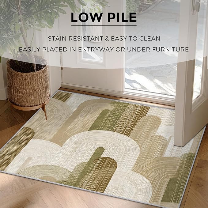 Abstract Geometry Rugs for Entryway, 2x3 ft, Minimalist Geo Arched Area Rugs for Bedroom Kitchen Entrance, Soft Non Slip Washable Mid Century Modern Indoor Door Mat Home Decorations Dt-Ghf-19