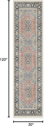 RUGGABLE Washable Vintage Runner Rug – Kamran Cayenne Red 2.5x10, Stain-Resistant, Non-Slip Hallway Runner – Machine Washable Rug for Hallway, Entryway, Living Room & Kitchen – with Standard Pad
