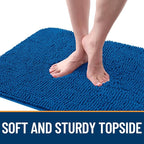 OLANLY Dog Door Mat for Muddy Paws 44x24, Absorbs Moisture and Dirt, Absorbent Non-Slip Washable Doormat, Quick Dry Chenille Mud Mat, Entry Indoor Entryway Carpet for Inside Floor, Deep Navy Blue
