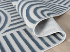 Annabel Modern Geometric Runner Rug for Kitchen, 2x7 Contemporary Arched and Linear Blue Runner, High-Low Pile Stain Resistant Carpet for Bedroom, Hallway or Entryway (2' x 7', Blue)