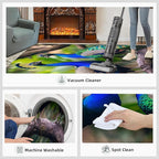 Peacock Rugs for Bedroom - 3x5 Rug, Peacock Couples Area Rugs for Living Room, Nature Carpet, Peafowl Washable Area Mat, Malachite Green Feather Carpet - Peafowl Home Decor & Gifts