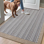 LUMI Inside Door Mat for Entry 32"x47", Absorbent, Dirt Trapper, Low Profile Thin, Non Slip Mats with Rubber Backing, Ideal for Indoor, High Traffic, Garage, Entrance, Classic Beige