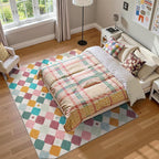 jinchan Macy Area Rug 6x9 Kids Washable Rug Indoor Floor Cover Non-Slip Modern Soft Rug Elementary School Classroom Diamond Carpet for Nursery Playroom Daycare Living Room Bedroom Confetti on Cream