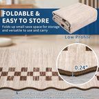 GarveeHome 4x6 Area Rug Small Washable Living Room Rug Scalloped Rug with Rubber Backing Stain Resistant Low Pile Dining Room Throw Carpet Modern Bordered Mat for Bedroom Kitchen, Beige