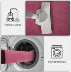 PURRUGS Dirt Trapping Door Mat 32" x 48", Non-Slip/Skid Machine Washable Entryway Rug, Shoes Scraper, Throw Rug, Super Absorbent Area Rug for Muddy Wet Shoes and Paws, Pink & Burgundy Red