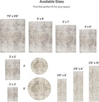 ReaLife Rugs Machine Washable Area Rug - Living Room Bedroom Bathroom Kitchen Entryway Office - Padded Low Pile Stain Resistant Premium - Boho Farmhouse Vintage - Joy - Beige Ivory 6' Round