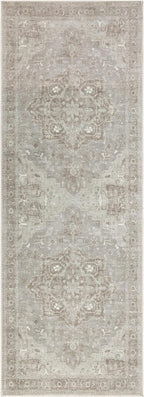 Bloom Rugs Washable Non-Slip 12 ft Runner - Beige/Gray Traditional Runner for Entryway, Hallway, Bathroom, and Kitchen - Exact Size: 2.5' x 12'