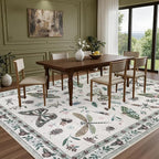 5x7 Area Rugs Living Room Rug: Vintage Washable Rug Floral Soft Carpet Indoor Floor Non-Slip Boho Stain Resistant Large Carpets for Bedroom Kids Nursery Dining Room Farmhouse Home Office Beige