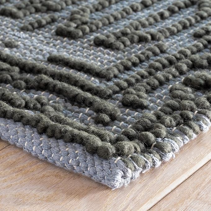 Dash and Albert Campbell Iron Handwoven Wool Rug, 2 X 3 Feet, Neutral/Grey Geometric Pattern - Premium Luxury Hotel Quality Soft Breathable Hypoallergenic Machine Washable Easy Care All Season