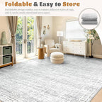 9x12 Area Rugs for Living Room, Washable Large Area Rug Neutral Modern Abstract Bedroom Rug Soft Non Slip Low Pile Stain Resistant Indoor Carpet for Kids Playroom Dining Room Office(Grey, 9'x12')