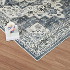 Dripex 9x12 Area Rugs - Stain Resistant Washable Rug Distressed Rugs for Living Room Dining Room Bedroom Anti-Slip Low-Pile and Soft Accent Rug Farmhouse Office Home Decor, Pet & Child Friendly