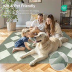 Lahome Checkered Washable 2x6 Green Runners for Hallways Non Slip, Ultra-Thin Kitchen Bathroom Runner Rugs, Moroccan Trellis Throw Carpet Runner for Bedroom Entryway Decor (2'x6',Green)
