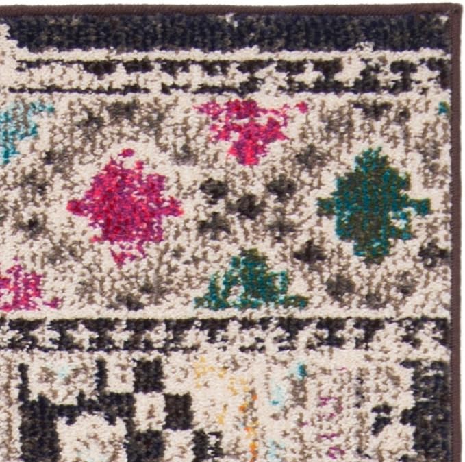 SAFAVIEH Madison Collection Runner Rug - 2' x 8', Black & Yellow, Boho Diamond Distressed Design, Non-Shedding & Easy Care, Ideal for High Traffic Areas in Living Room, Bedroom (MAD418Z)