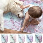 Modern Abstract 3x5 Girls Room Rug, Machine Washable Blush Pink Sky Blue Entryway Rug, Thin Kitchen Mat Non-Slip, Print Faux Wool Soft Floor Carpet for Girl Women's Bedroom Bedside
